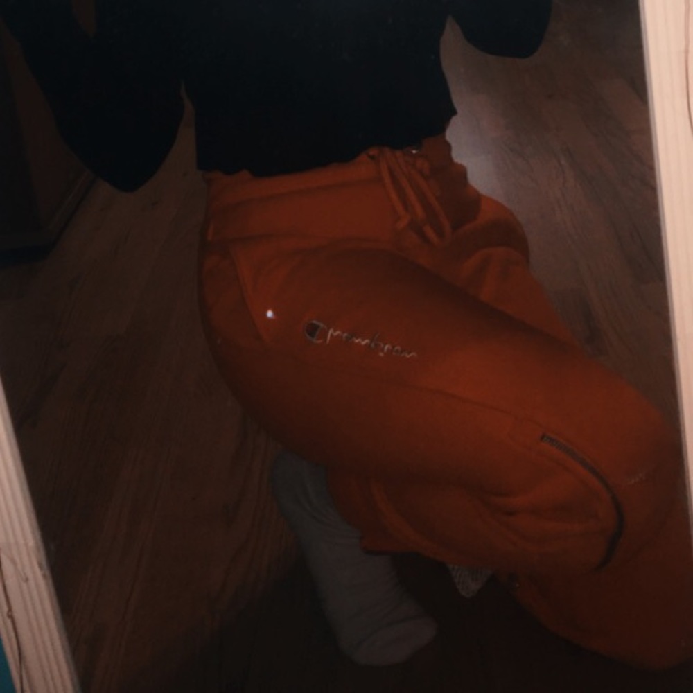 champion orange joggers